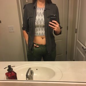 🌵 Olive Green Stetchy Skinny Pencil Jeans Sz 15